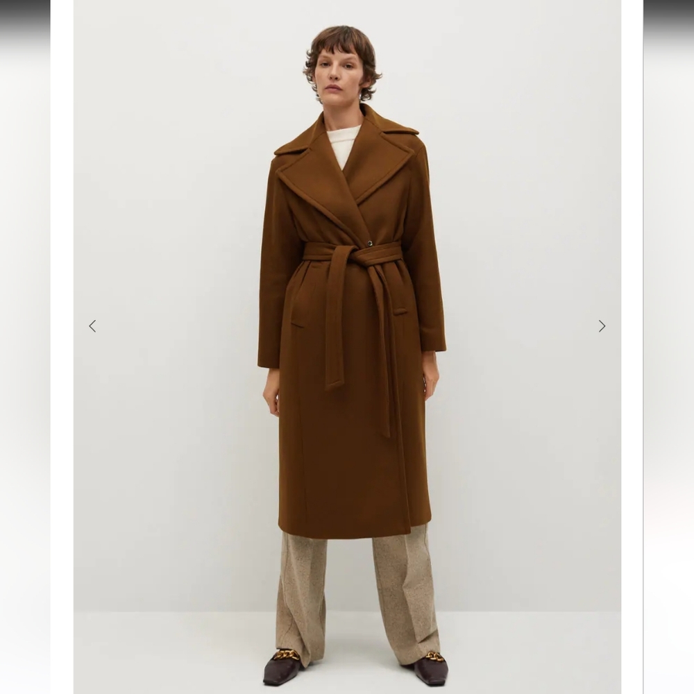 Mango Woolen Coat belt